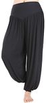 HOEREV Super Soft Modal Spandex Harem Yoga/ Pilates Pants (Black) (Medium)