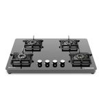 Sunshine Slimmest Magnite 4 Burner Glass Hob Top Cooktop Manual Ignition | Isi Certified | 2 Years General Warranty (Burner, Gas Valve And Glass - 5 Years) - Tempered Glass, Black