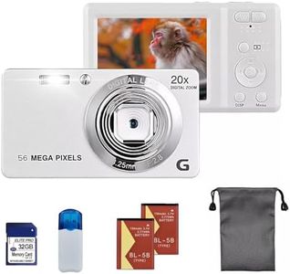 4K Digital Camera, Autofocus 56MP Vlogging Camera with 32G SD Card & 2 Large Batteries, 20X Zoom, Flash, Compact Portable Small Point and Shoot Digital Camera for Kids Student Teens Adult Beginner