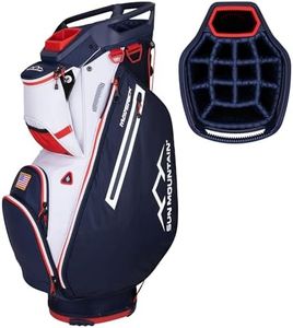 Sun Mountain 2025 Maverick 14 Way Divider Golf Bag with 9 Spacious Pockets - Lightweight Golf Bag for Men and Women with Ergonomic Shoulder Straps Ideal for Both Carts and Walking - Navy White Red