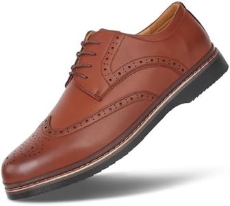 Hawkwell Men's Plus Size Wingtip Brogue Oxfords Dress Shoes US Size 13 14 15 16 17, Brown PU, 13 M US