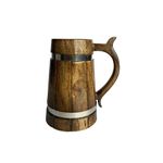 SuperGeneriX Wooden Beer Mug with Barrel-Shaped Design, Eco-Friendly, Insulated Craft Beer Mug, Top Grade Natural Handmade Retro Brown Wooden Beer Mug with Handle, for Beer (Light Brown)