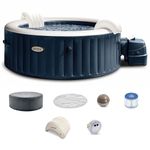 INTEX PureSpa Plus Bubble Massage Spa Set: Includes – 2 Contoured Headrest – LED Light – 4 Person Capacity – 77" x 28"