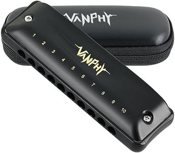 VANPHY Harmonica Blues Harmonicas for Adults and Beginners Key of C Harmonica Round Hole 10-Hole 20 Tones Standard Diatonic armonica Comes With Hermonica Case(Matte Black)