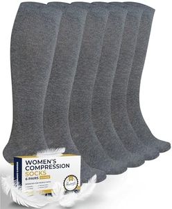 Pembrook Light Compression Socks for Women - 6 Pairs | Grey Womens Compression Socks 8-15 mmHg | Soft Compression Socks Women for Soreness, Swelling, Edema | Graduated Compression Socks