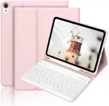 BQDIYOO Case for iPad 10th Generation with Keyboard, 10.9 inch iPad 10 case 2022 with Pencil Holder, Wireless Keyboard Case Slim Lightweight Soft Case Auto Wake Sleep, Pink