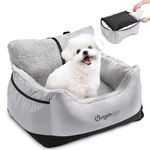 BurgeonNest Dog Car Seat for Small Dogs, Soft Booster Carseat, Oxford Fabric, Detachable and Washable, with Storage Pockets, Black, Under 25 lbs (SA3)