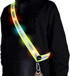 OLIKER LED Night Running Gear High Visibility LED Flashing Sash Outdoor Running Cycling Hiking Jogging Rechargeable Illuminating Gear for Men and Women Night Safety Walking (Green Short Size)