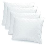 Emporiah Waterproof Quilted Pillow Protector Pad, Super Soft -Breathable and Noiseless Cover (Pillowcase 4-Pack)