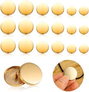 Ouligay 18 botones planos de metal dorados para chaquetas, botones dorados para abrigos, botones de costura redondos para trajes, abrigos, camisas, chaquetas, manualidades, 15 mm, 20 mm, 25 mm