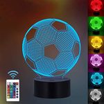 3D Football Illusion Lamp, 3D Night Light for Boys Girls Table Desk Lamp 7 Color Changing Home Decoration Acrylic LED Art Sculpture Lights with Remote Control - Perfect Gifts for Birthday Festival