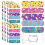 NEOUTH Cartoon Bandages For Kids, Flexible Adhesive Colorful Strips, Waterproof Cute Bandages for Girls Repair Tape Knuckle Stickers Comfortable Protection Care (100 Pieces, 5 Styles)