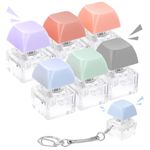 Amaxiu 6 Pcs Pastel Colors Keyboard Keychain, Green Switches Keycap Key Chain Fidget Keyboard Clicker for Men Women NO Light (B)