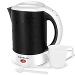 Aigostar Cooltravel 30MBA - Travel Electric Kettle, 650W, 0.6L Mini Water Pot, Auto Shut Off with Boil-Dry Protection, BPA Free, Includes 2 Cups and 2 Spoons, Black.