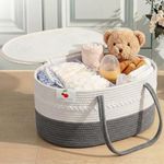 a baby cherry Cotton-Diaper Caddy | Diaper bag with Lid for Baby | Diaper Caddy Organizer Large Capacity(40 * 28 * 20Cm)|Nursery Storage Bin And Car Organizer For Diapers And Baby Wipes