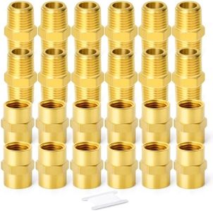 GASHER 12PCS Metals Brass Pipe Fitting, Hex Nipple Brass Hex Coupler, 1/2" x 1/2" NPT Male Thread Pipe, 1/2Inch x 1/2Inch NPT Female Thread Pipe