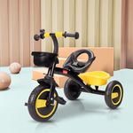 LuvLap Joy Baby Cycle/Tricycle for Kids, 1.5 to 5 Yrs, Upto 25Kg, Adjustable Safety Belt, Front & Rear Baskets, 2 Position Adjustment, Yellow