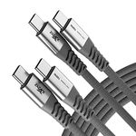 XYYZYZ USB C to USB C Cable - [ 6.6 ft 2 Pack ] 100W 5A PD QC Type C Fast Charging Cable Nylon Braided Type C Charging Cord Compatible with MacBook Pro, iPad Pro, iPad Air 4, Galaxy -Grey