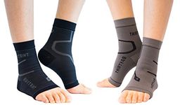Thirty 48 Plantar Fasciitis Socks, 20-30 mmHg Foot Compression Sleeves for Ankle/Heel Support, Increase Blood Circulation, Relieve Arch Pain, Reduce Foot Swelling (Black & Grey (2 Pairs), Medium)