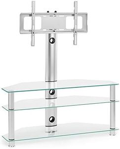 MMT Furniture - Mueble de TV LED de cristal transparente - Unidad de consola de TV con almacenamiento abierto - Moderno escritorio de TV para pantallas planas de plasma LED LCD de 32, 40, 42, 49, 50,