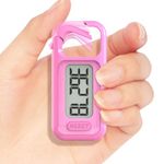 Simple Walking 3D Pedometer, Portable Carabiner Step Counter, Steps Tracker with Neck Lanyard for Seniors Men Women (PInk)