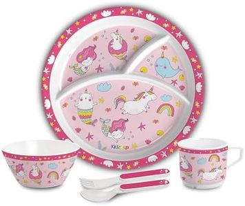 Cello Kidzbee Trioplate Pink Parade Melamine Meal Set for Kids | BPA Free and Food-Grade Material | Attractive and Kidfriendly Designs | Break Resistant & Durable Set | Set of 5, Pink