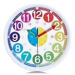 Lafocuse 12 Inch Silent 3D Learning Clocks for Kids to Tell Time, Horloge Murale Enfant, Colorful Kids Wall Clock,Wall Clock for Home Decor Kids Room Bedroom Classroom