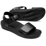 MEGNYA Comfortable Arch Support Walking Sandals for Women, Plantar Fasciitis Slides with Soft Straps, Orthotic Sandals with Anti Slip Lightweight Sole, W1-black, 7