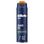 Gillette PRO Shaving Gel for Men, Cools to Soothe Skin and Hydrates Facial Hair, 198 g, Blue,White,Orange