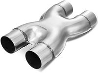 AUTOSAVER88 2.25 Inch Exhaust X Pipe, 2.25" Dual Inlet/Outlet 12" Long Stainless Steel Universal Exhaust Pipe Adapter Connector for Smoother Exhaust, Dual 2 1/4 Inch Crossover X Pipe, Weld-On