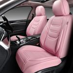 TIEHESYT Car Seat Covers Full Set, Breathable Leather Automotive Front and Rear Seat Covers, Car Seat Protectors Full Set, Compatible with Most Vehicles, SUV (Cute Pink, Front Pair)