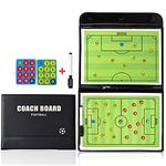 FantasyDay Football/Soccer Magnetic Coach Board with Magnetic Pieces and Dry Erase Marker - Leather Magnetic Tactic Board Foldable Strategy Coaching Clipboard with Strip #2