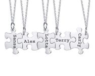 Personalized Stainless Steel Puzzle Pieces BFF Necklace Set for 5 Christmas Graduation Gift for BFF,Friendship Jewelry Gift,Personalized Name Puzzle Necklaces for Friends