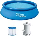 Summer Waves P1001236A156 Quick Set 12ft x 36in Inflatable Ring Round Above Ground Swimming Pool Set with Filter Pump and Type D Filter Cartridge
