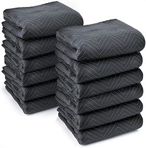 Sure-Max 12 Moving & Packing Blankets - Ultra Thick Pro - 72" x 40" - Professional Quilted Shipping Furniture Pads Black