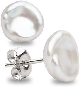 Pendientes de Mujer de Perlas Cultivadas Keshi Blancas de Agua Dulce SECRET & YOU - Plata de Ley de 925 milésimas - Disponibles en 10 tallas desde 7-8 mm hasta 15-16 mm