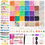 5800 PCS Clay Beads for Bracelet Making, Bracelet Making Kit for Beginner, 24 Colors Clay Beads Friendship Bracelet Kit with Charm Beads for Jewelry Making, DIY Arts and Accessories Crafts Gifts