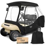 10L0L 4 Passenger Golf Cart Enclosure, Drivable Rain Cover (Short Roof 56-59" with Bench) for Club Car DS, Windproof Waterproof Portable 4-Sided Clear Window & Durable YKK Door Zipper