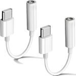 2 Pack USB C to 3.5mm Headphone Jack Adapter Type C Port Audio Aux Cable Dongle Compatible with iPhone 17/16/15/15 Plus/15 Pro/15 Pro Max/iPad/Pixel, Samsung Galaxy S23 S22 S21 S20 Ultra Z Flip/Note