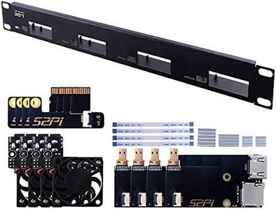 GeeekPi 1U Rack Mount for Raspberry Pi 4, 19" 1U Rackmount Supports 1-4 Units with 4pcs Fans, Aluminum Heatsinks, Micro HDMI Boards, TF Card to FPC Boards for Raspberry Pi 4B