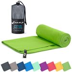 Fit-Flip Microfibre towel - compact, ultra lightweight & quick dry towel - the perfect gym, travel & beach towel - swimming towel for sports, camping & hiking (70x140cm green + bag)