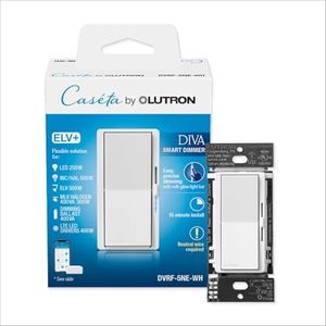 Lutron Diva Smart Dimmer Switch ELV+ for Caseta Systems, Works w/Alexa, Apple Homekit, Google Home (Hub Required), 250-Watt LED, Neutral Required, DVRF-5NE-WH, White