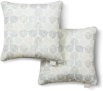 MARTHA STEWART Modern Banana Leaves Indoor Outdoor Decorative Pillow 2-Pack Set, UV Fade Resistant, Water Repellent, Printed Tropical Design, 18"x18", Warm Grey