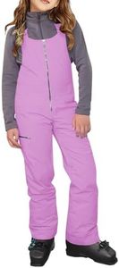 Haloumoning Kids Snow Bibs Girls Ski Pants Waterproof Insulated Snowboard Overalls Snowsuit 5-14 Years Purple