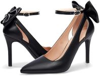 PiePieBuy Women's Pointed Toe High Heels Ankle Strap D'Orsay Pumps Shoes Bow Wedding Bowtie Back Dress Sandals