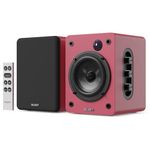 MAJORITY Bookshelf Bluetooth Speakers | Wireless Active Speakers Pair | Hi-Fi, 2.0 sound | Desktop, Monitor & PC | 60W, HD Sound, HDMI ARC, Optical, AUX & USB Playback | Remote Included D50X(Maroon)