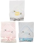 Teeny Buddens Baby hooded bath towel Personalised embroidered with bumblebees