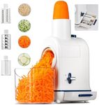 Electric Cheese Grater, Aobosi Electric Shredder Slicer Salad Grater Maker w/Large Chute for Whole Carrot,Vegetable,Potato, 3 Blades & Quiet Motor, Food Container,Built-in Storage, Great for Kitchen