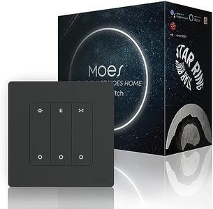 MOES Interrupteur Volet Roulant Connecté ZigBee/RF, Fonctionne avec Alexa et Google Assistant, Commande Vocale à Distance de Minuterie, Nécessite MOES ZigBee Gateway, Gris