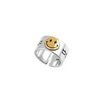 VOMONO BUUKAAI Smiley Face Ring Silver Open Rings Adjustable Wide Smile Knuckle Ring Happy Smiling Rings Golden Women Jewelry Rings